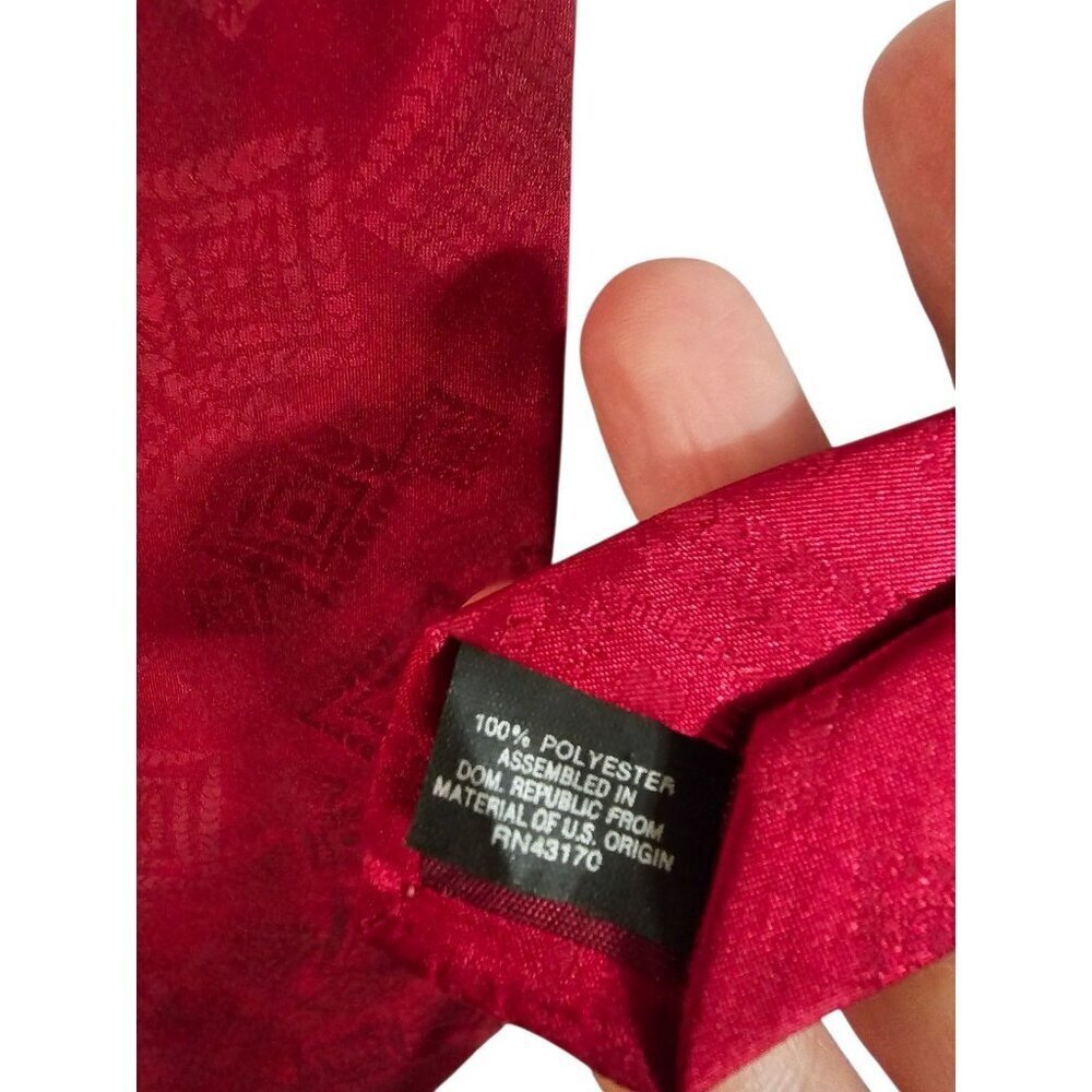 David Taylor Men's Geometric Jacquard Tie Burgundy Red Necktie - Picture 4 of 5